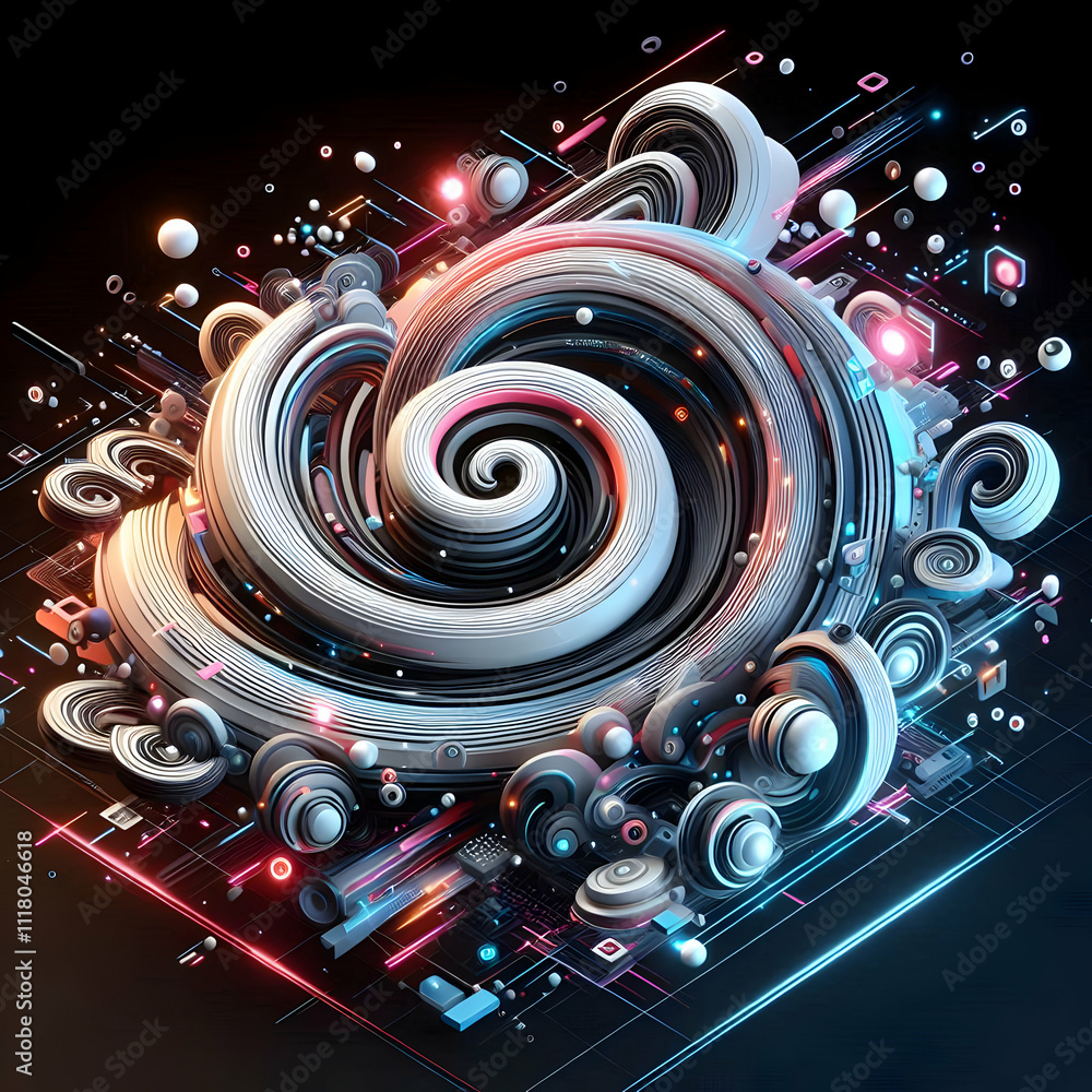 3D Glossy abstract digital swirls with neon accents and copy space concept as A glossy abstract background featuring dynamic digital swirls enhanced with neon accents providing a visually captivating 3D Glossy abstract digital swirls with neon accents and copy space concept as A glossy abstract background featuring dynamic digital swirls enhanced with neon accents providing a visually captivating