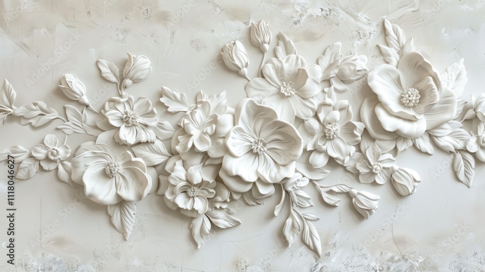 carved white flowers over marble background carved white flowers over marble background