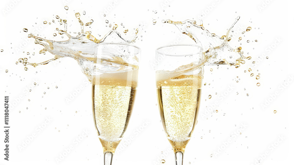 champagne in glass isolated on white champagne in glass isolated on white