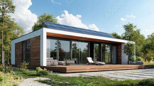 Modern Sustainable Home with Solar Panels