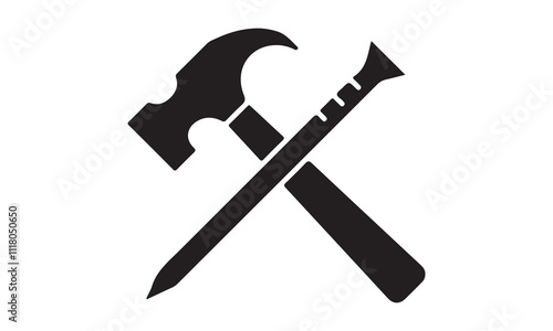 Shovel icon vector design stock illustration-the hammer Calligraphy t shirt design, card, flyer, Hand drawn lettering phrase, svg Files for Cutting Cricut and Silhouette, EPS 10 photo