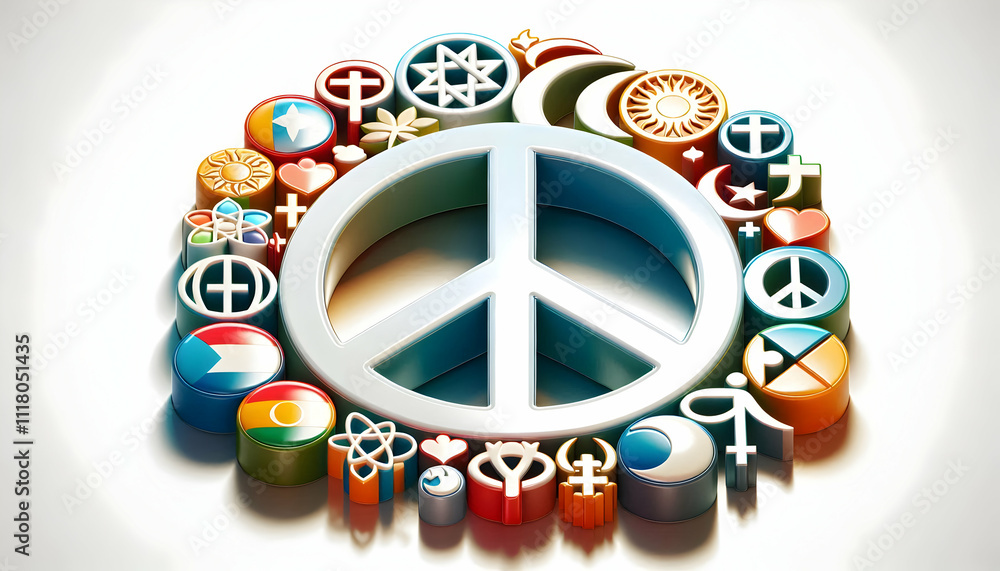 3D Glossy Interfaith Peace Icons concept as Glossy icons representing peace in interfaith contexts designed for World Religion Day infographics isolated on white background symbolizing unity and harmo 3D Glossy Interfaith Peace Icons concept as Glossy icons representing peace in interfaith contexts designed for World Religion Day infographics isolated on white background symbolizing unity and harmo