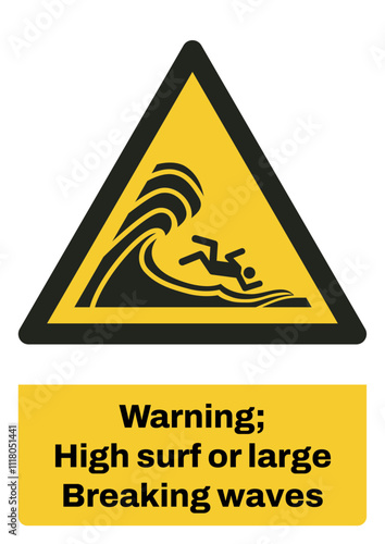 ISO warning safety signs sentence case text_warning ; high surf or large breaking waves_portrait size a4/a3/a2/a1	

