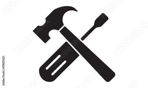 Shovel icon vector design stock illustration-the hammer Calligraphy t shirt design, card, flyer, Hand drawn lettering phrase, svg Files for Cutting Cricut and Silhouette, EPS 10 photo