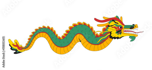 Dragon chinese new year 2D cartoon object. Mysterious oriental animal. Asian culture fantasy. Mythological beast isolated element flat vector clipart on white background. Spot illustration
