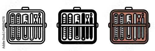 Manicure Set icon is a collection of nail care tools including clippers, files, and pushers, designed for grooming and perfecting nails.