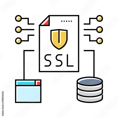ssl secure sockets layer seo color icon vector. ssl secure sockets layer seo sign. isolated symbol illustration