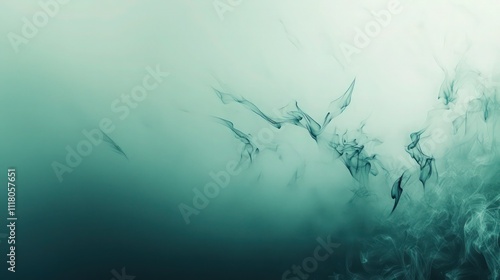 A captivating gradient composition with cool teal tones dominating the upper canvas, gradually blending into muted gray-green shades at the bottom. 