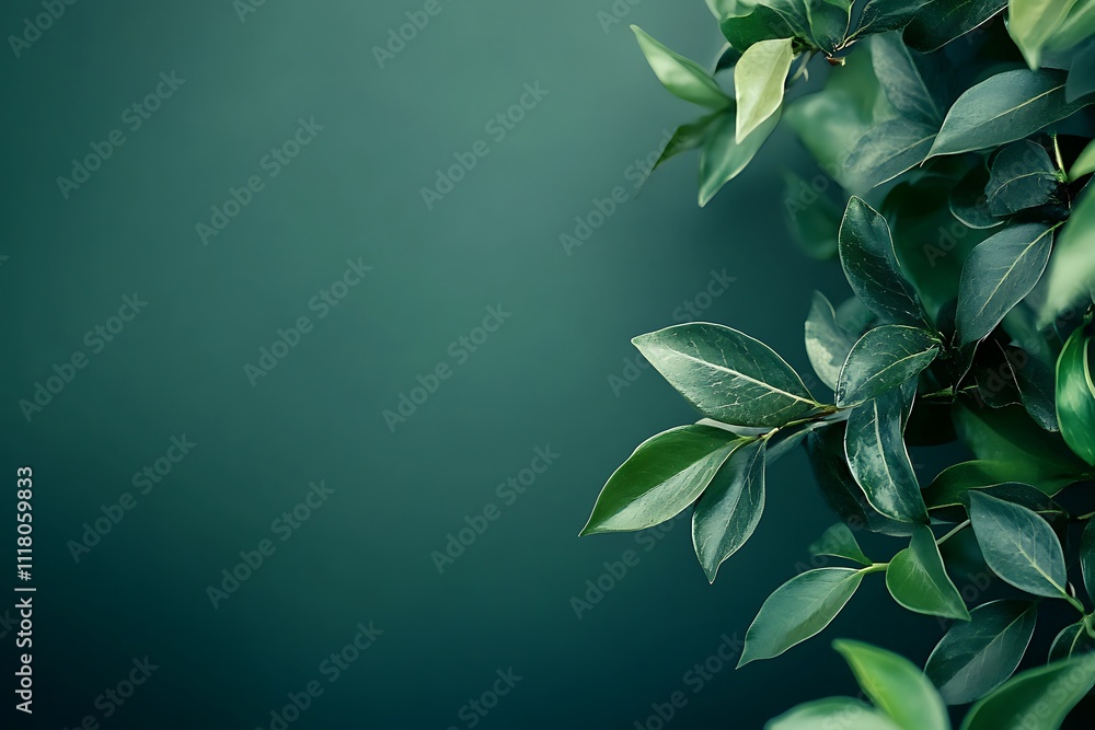 Lush Green Leaves Against Dark Background Lush Green Leaves Against Dark Background