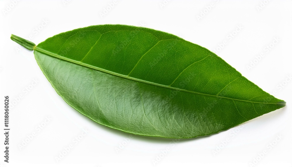 Fototapeta premium Fresh green citrus leaves on white background