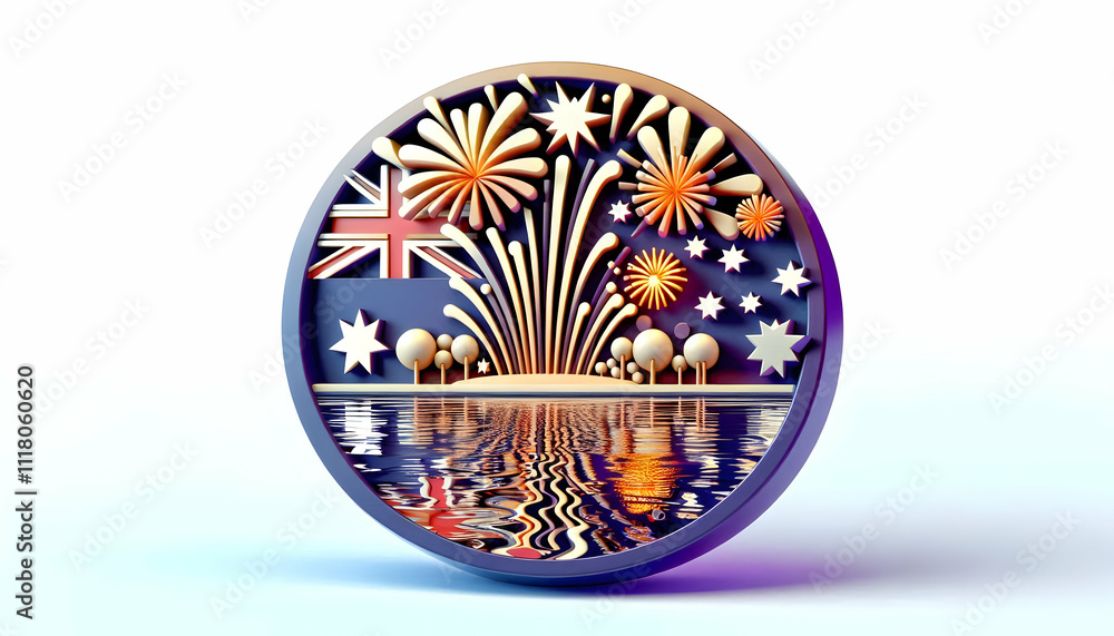 3D Macro Close up of Australian Fireworks Reflections concept as Macro close up of reflections of Australian fireworks on water vibrant colors symbolizing celebration and national pride ample copy spa 3D Macro Close up of Australian Fireworks Reflections concept as Macro close up of reflections of Australian fireworks on water vibrant colors symbolizing celebration and national pride ample copy spa