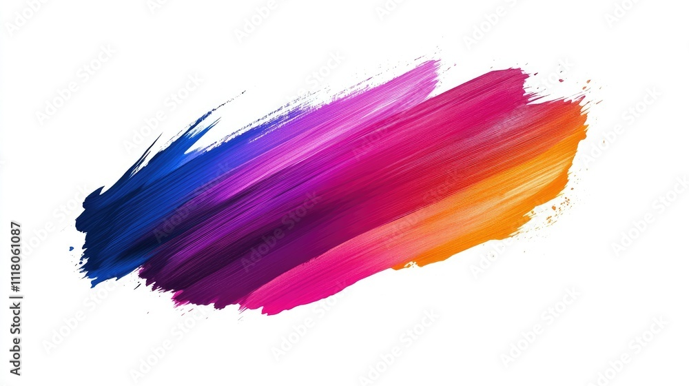 A smooth smear of color transitioning through gradient hues in bold brush style, isolated on white A smooth smear of color transitioning through gradient hues in bold brush style, isolated on white