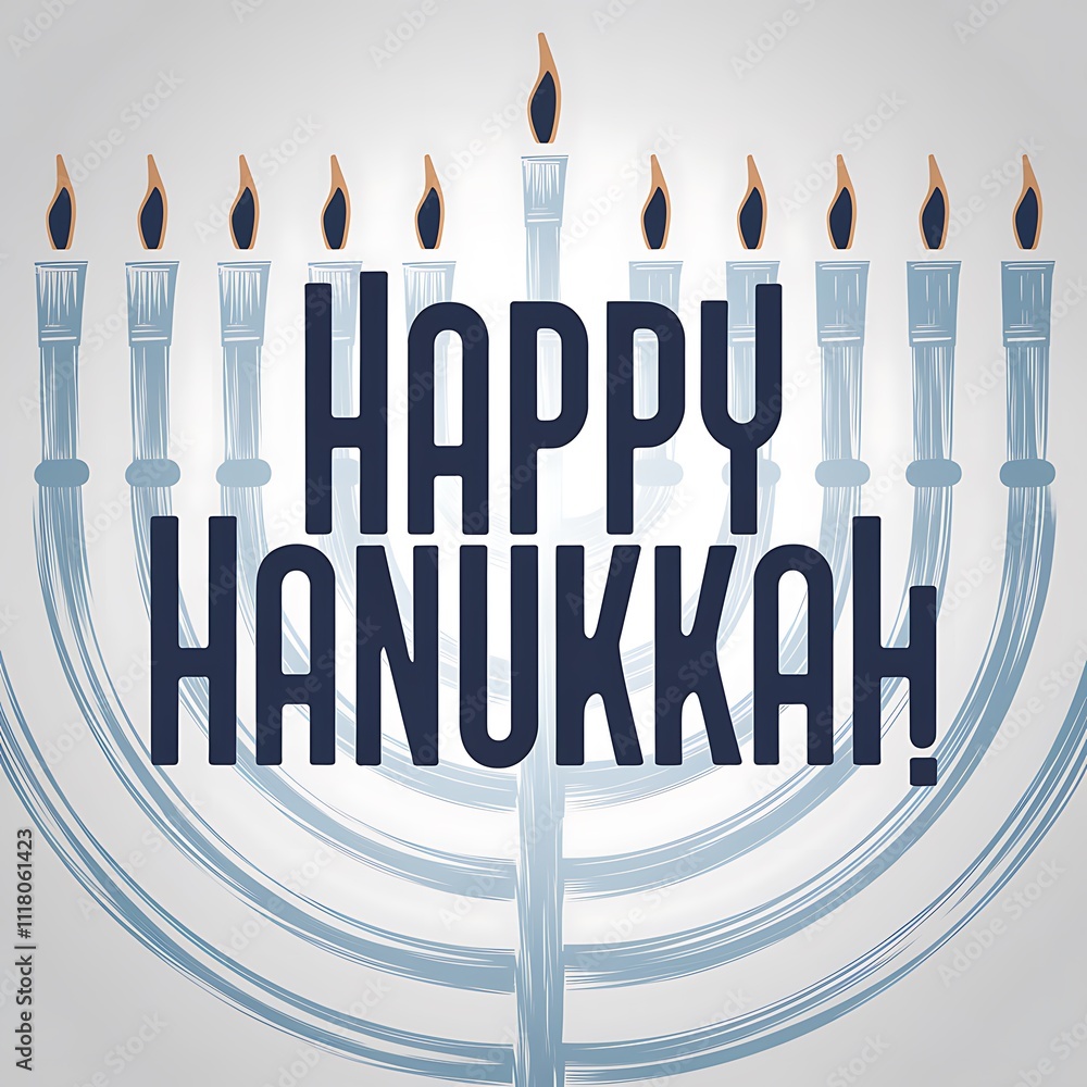 Happy Hanukkah Menorah Candles Light Festive Celebration Happy Hanukkah Menorah Candles Light Festive Celebration