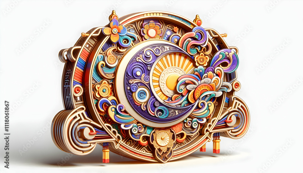 3D Macro Close up of Seollal Lunar Calendar concept as A macro close up of a traditional Korean lunar calendar used during Seollal showcasing intricate designs and vibrant colors symbolizing time hono 3D Macro Close up of Seollal Lunar Calendar concept as A macro close up of a traditional Korean lunar calendar used during Seollal showcasing intricate designs and vibrant colors symbolizing time hono