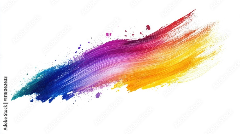 Abstract colorful brush stroke in sweeping gradient hues, creating a dynamic visual, on white Abstract colorful brush stroke in sweeping gradient hues, creating a dynamic visual, on white