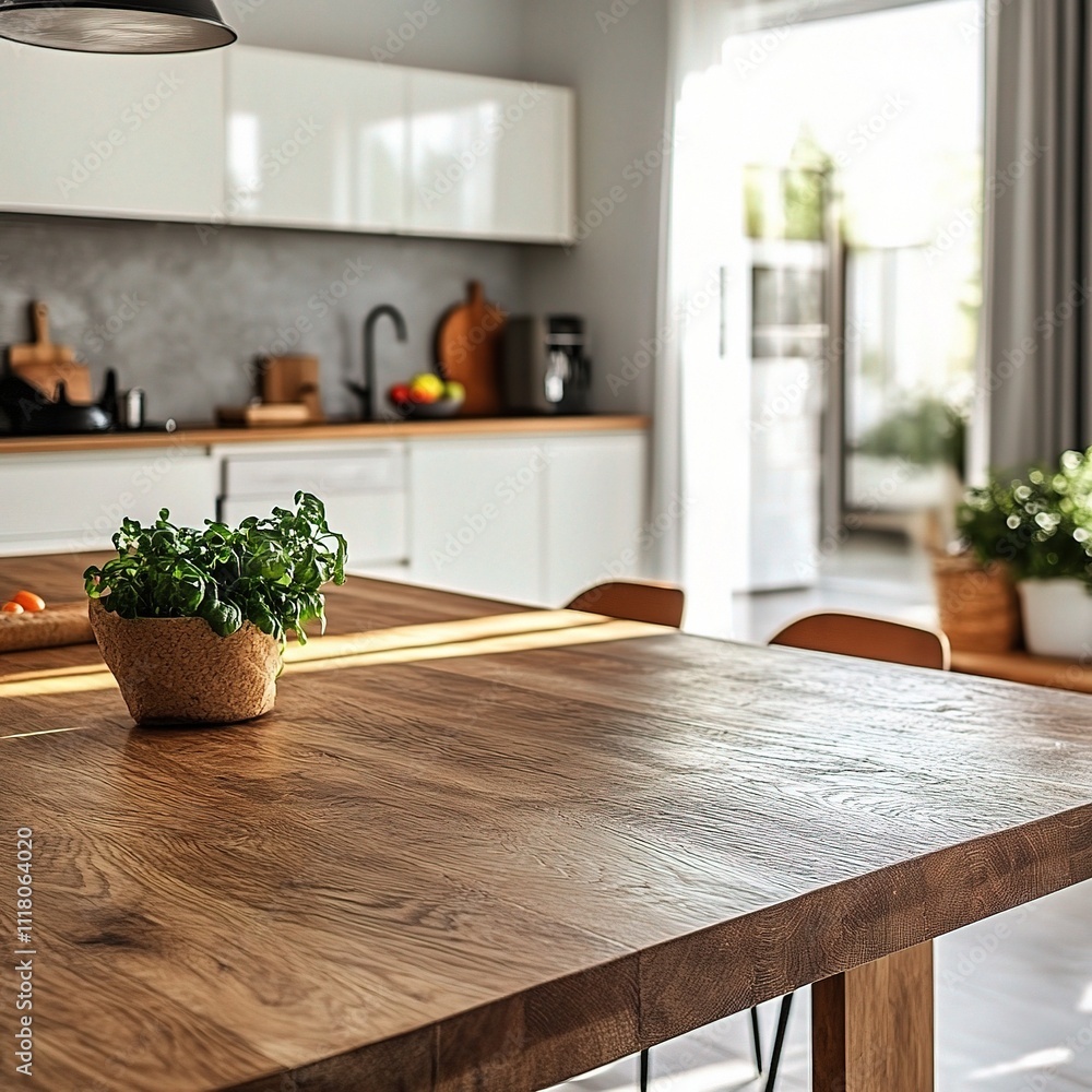 Modern Wooden Kitchen Island with Empty Space and Natural Light Modern Wooden Kitchen Island with Empty Space and Natural Light
