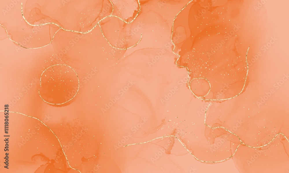 Fototapeta premium alcohol ink, background, watercolor, wet, gold, luxury, orange
