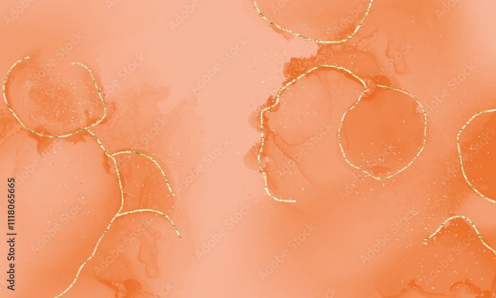 Fototapeta premium alcohol ink, background, watercolor, wet, gold, luxury, orange