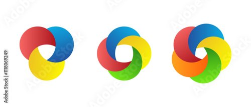 Bright gradient circle vector logotype. Creative 3d ring, letter O, zero icon symbol logo design for web