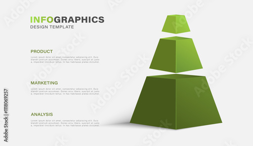 Vector pyramid  infographic, diagram chart, triangle graph presentation. Business timeline concept with 3 parts or options