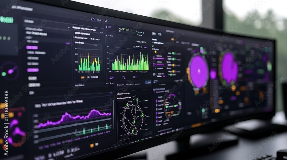 Modern Data Analytics Dashboard on Ultrawide Monitor Modern Data Analytics Dashboard on Ultrawide Monitor