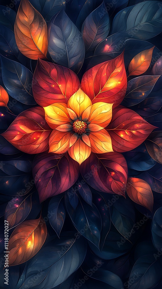 Vibrant Artwork Showcasing a Floral Mandala Styled With Radiant Blue Flowers Design Vibrant Artwork Showcasing a Floral Mandala Styled With Radiant Blue Flowers Design