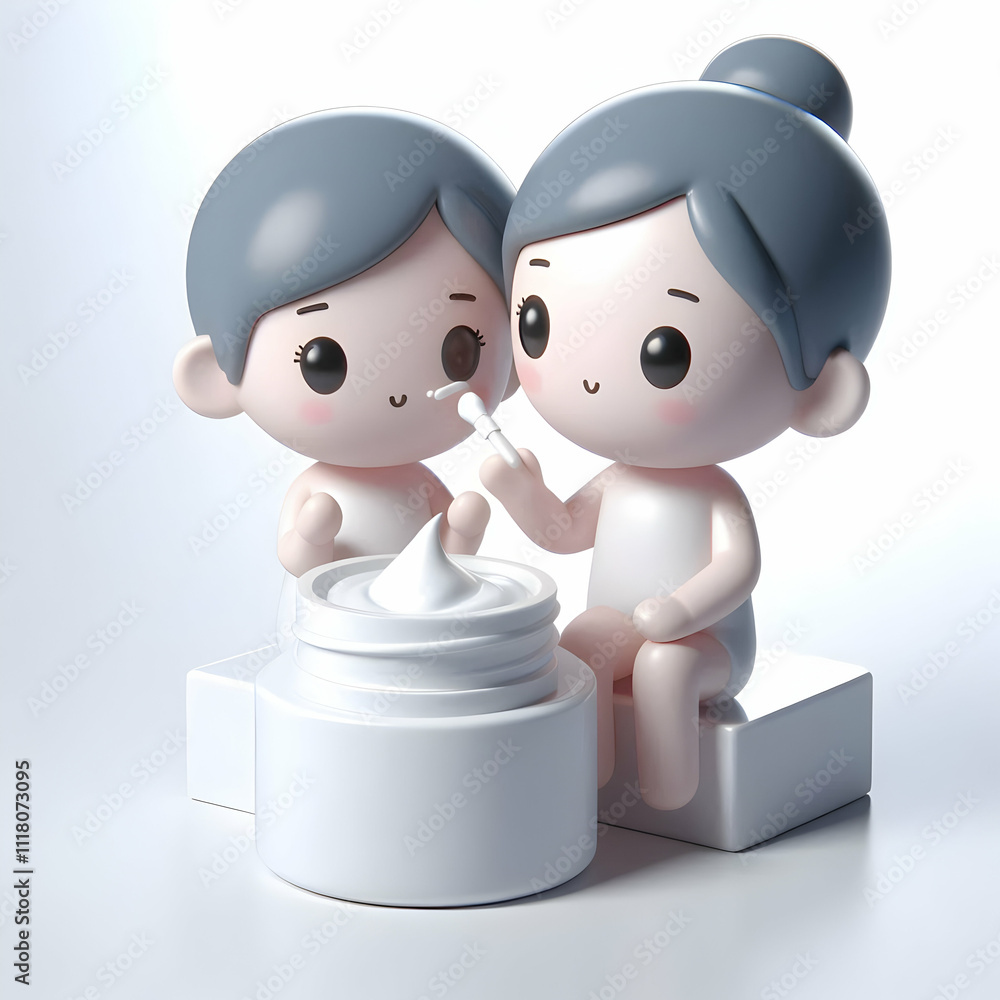 3D Person applying face cream on plain background copy space on right concept as A close up of a person applying face cream on a plain background highlighting skincare and self care with ample copy sp 3D Person applying face cream on plain background copy space on right concept as A close up of a person applying face cream on a plain background highlighting skincare and self care with ample copy sp