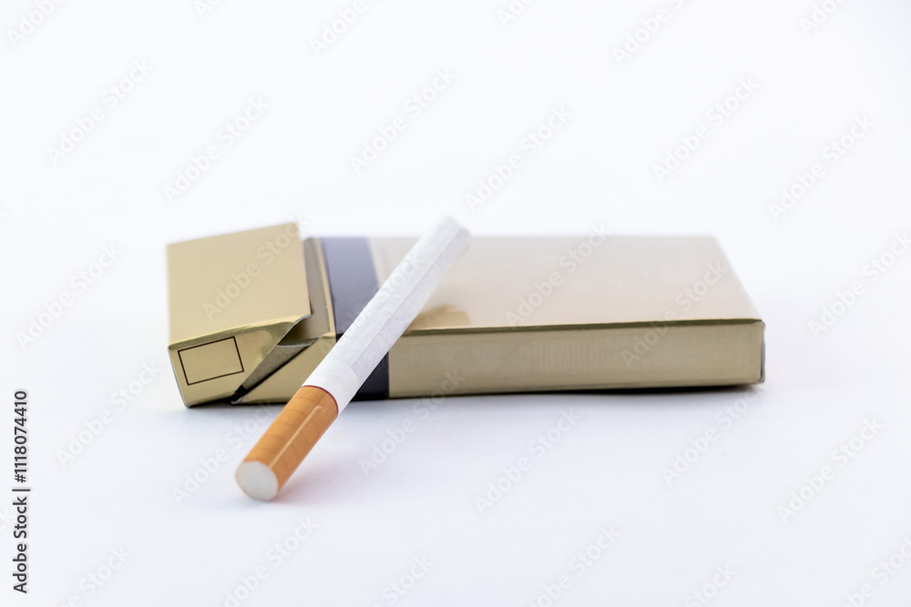 Concept of harm of smoking, a pack of cigarettes on a white background. Concept of harm of smoking, a pack of cigarettes on a white background.