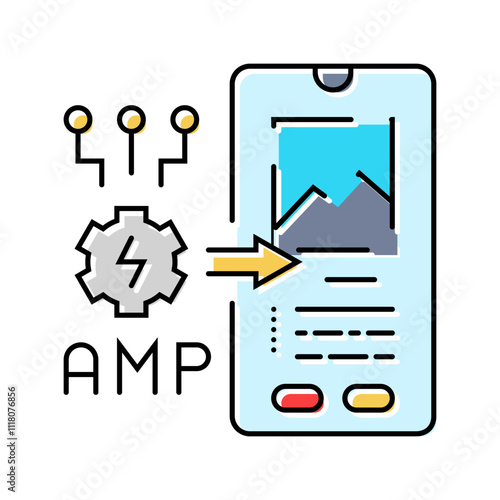 amp accelerated mobile pages seo color icon vector. amp accelerated mobile pages seo sign. isolated symbol illustration