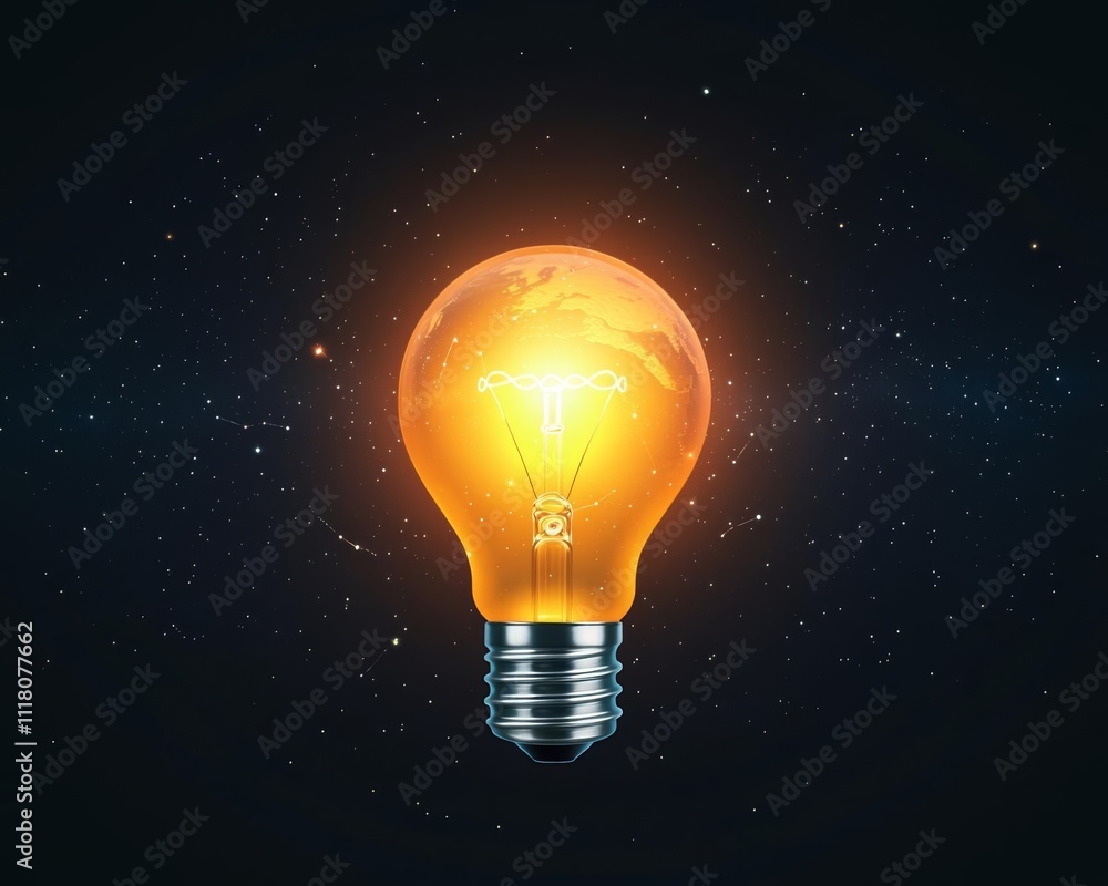 Radiant Light of Innovation. Illuminated lightbulb glowing against a dark background. Radiant Light of Innovation. Illuminated lightbulb glowing against a dark background.