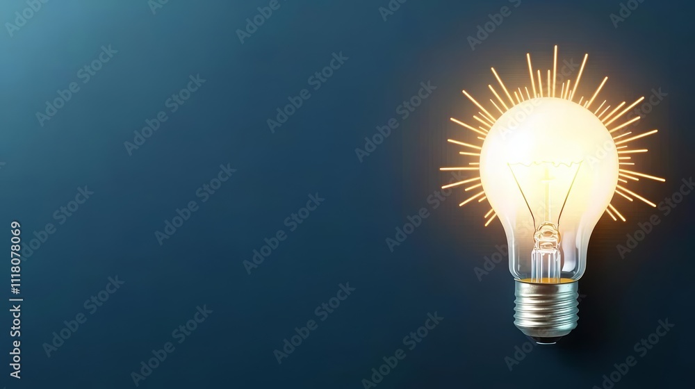 Radiant Light of Innovation. Bright light bulb emitting rays against a dark background. Radiant Light of Innovation. Bright light bulb emitting rays against a dark background.