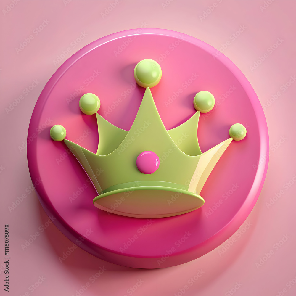 3D Rendered Crown Icon. Pink Background 3D Rendered Crown Icon. Pink Background