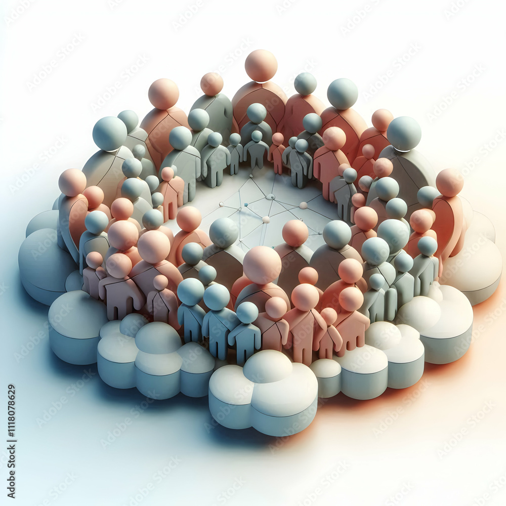 3D Soft Abstract Community Unity concept as Soft abstract digital art portraying community unity with interconnected shapes and soft hues symbolizing togetherness and support with ample copy space. as 3D Soft Abstract Community Unity concept as Soft abstract digital art portraying community unity with interconnected shapes and soft hues symbolizing togetherness and support with ample copy space. as