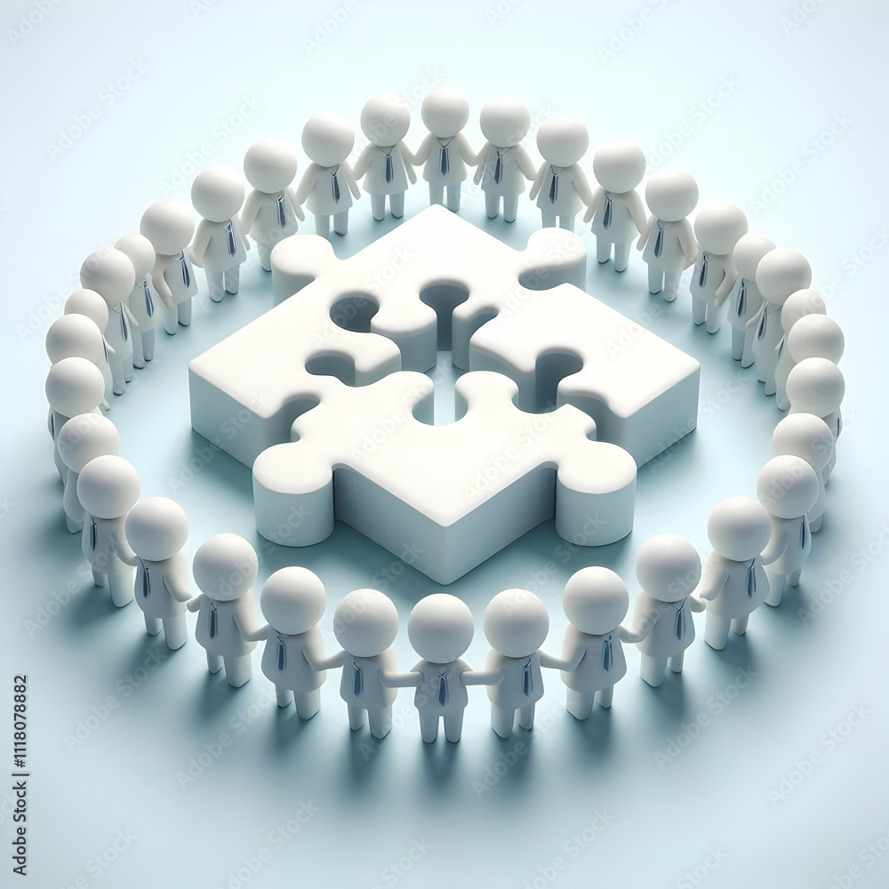 3D Soft abstract digital art with team connecting puzzle pieces copy space below. concept as A soft abstract digital art scene of a team connecting puzzle pieces symbolizing collaboration and problem 3D Soft abstract digital art with team connecting puzzle pieces copy space below. concept as A soft abstract digital art scene of a team connecting puzzle pieces symbolizing collaboration and problem