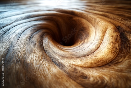 Abstract swirling wood texture background,  deep vortex of wooden grain,  3d rendered image. photo