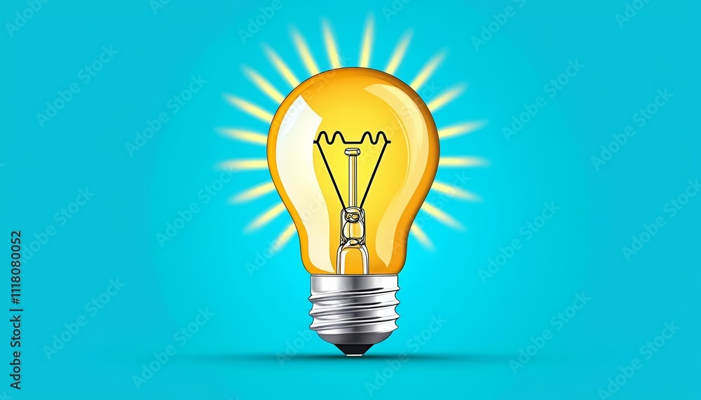 Radiant Light of Innovation. Light bulb glowing against a blue background. Radiant Light of Innovation. Light bulb glowing against a blue background.