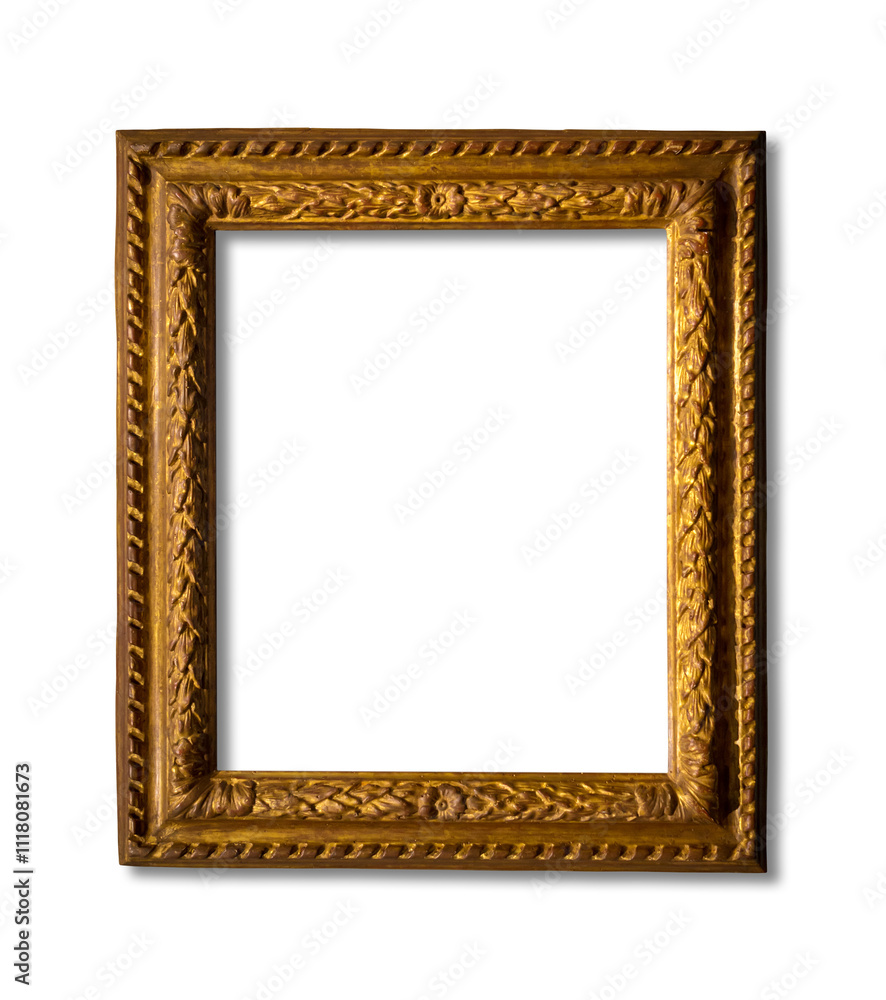 Blank gold frame isolated on transparent background. Vertical Blank gold frame isolated on transparent background. Vertical