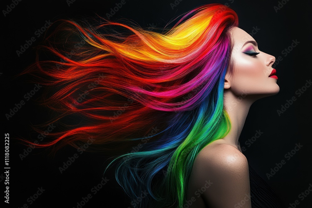 Woman With Rainbow Hair in Profile Woman With Rainbow Hair in Profile
