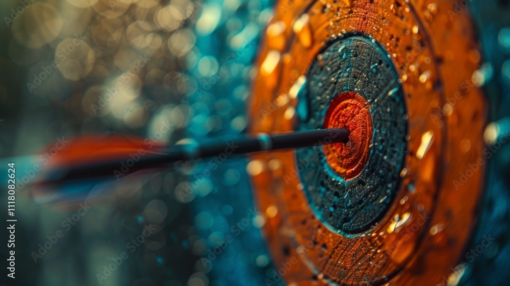 A target with an arrow. A target with an arrow.