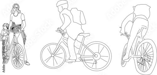 Vector sketch illustration of a silhouette design for the activity of a person riding a bicycle 