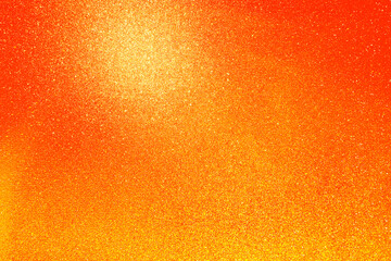 golden orange glitter texture abstract banner background with space. Twinkling glow stars effect. Like outer space, night sky, universe. Rusty, rough surface, grain.
