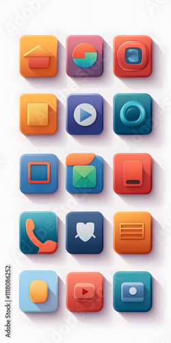 Colorful Square Icons in Grid Pattern