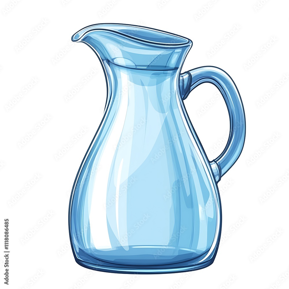 Cartoon water jug with an ergonomic handle on a white background Cartoon water jug with an ergonomic handle on a white background