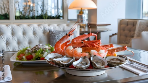 sea food presented in a stylish way in showing a healthy food   photo