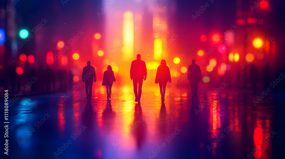 Bokeh Community Leadership concept as Bokeh digital art background featuring blurred lights and leadership elements symbolizing guidance and community management ideal for advertisements with copy spa