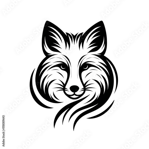 Stylized black and white fox illustration. photo