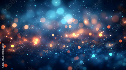 Bokeh lights with Reyes Magos and luminous trails with copy space concept as Cinematic camera tilt over a bokeh filled background featuring Reyes Magos with luminous trails symbolizing magic and enlig