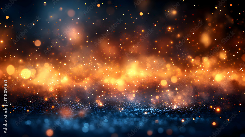 Naklejka premium Bokeh Team Collaboration concept as Bokeh digital art background featuring blurred lights and collaborative elements symbolizing teamwork and community management with copy space. in Photo Stock Con