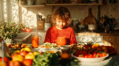 Casual Comfort: Preparing Breakfast in Warm Sunlight 