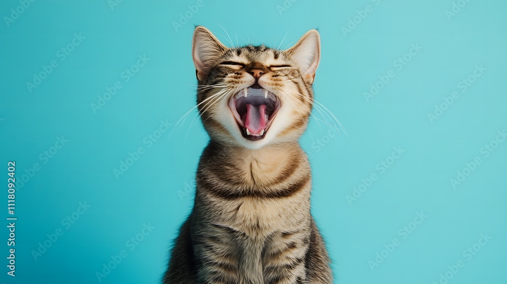 Obraz premium 座っている幸せそうな茶色の猫